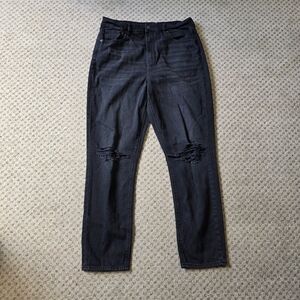 American Eagle Outfitters Black Distressed Mom Jeans